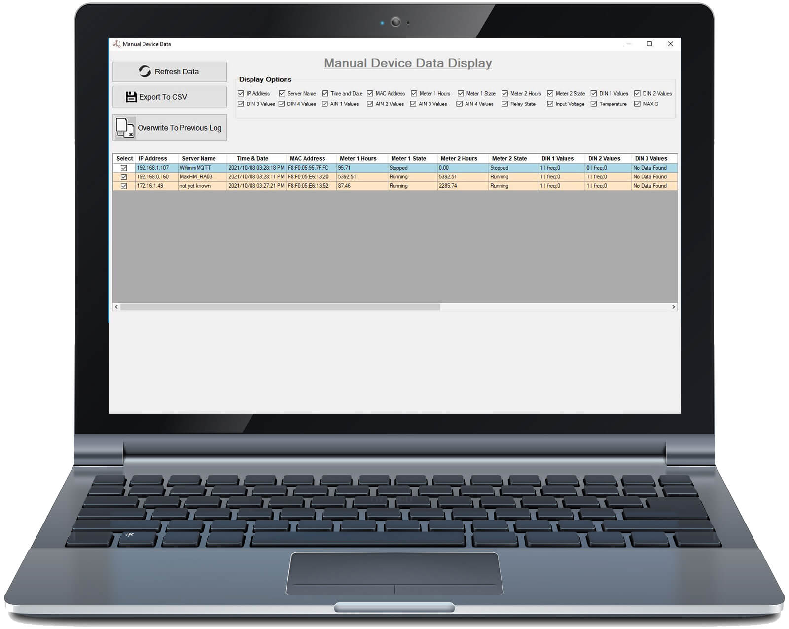 HourCollector desktop app for Equipment Runtime Meter, Ethernet Hour Meter wireless hour meter